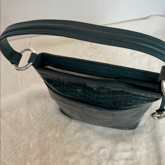 NWOT Brighton Dark Green Croc-Embossed Shoulder Bag - Picture 9 of 9